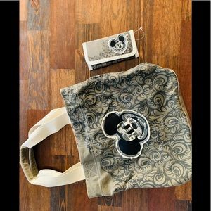 Lovely greenish gray vintage Mickey Mouse tote and matching wallet